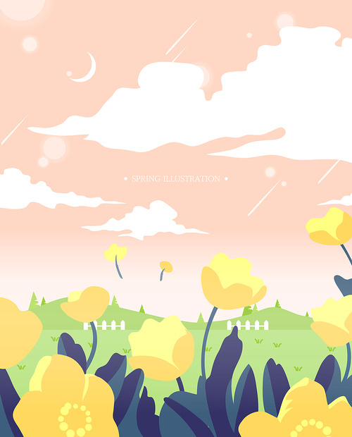 warm spring landscape illustration 11