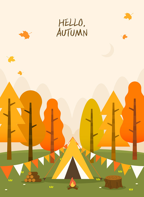 Autumn background illustration in warm colors 08