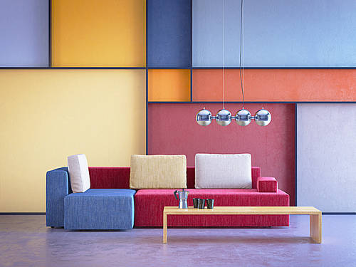 modern interior of room in pop-art style, 3d rendering