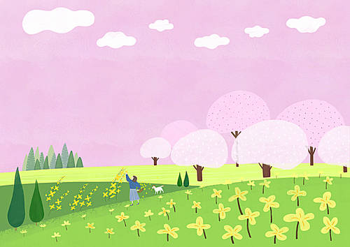 Spring landscape illustration 001