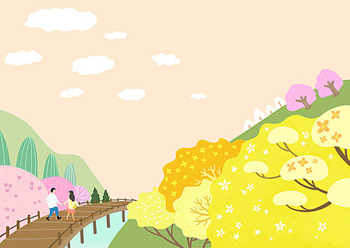 Spring landscape illustration 005