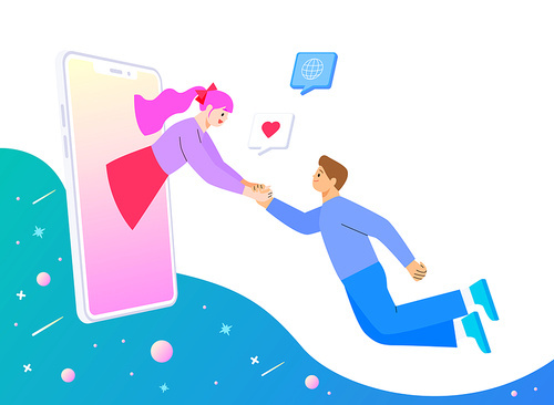 Virtual reality, VR, virtual world, avatar, metaverse, and couples meeting through the online world