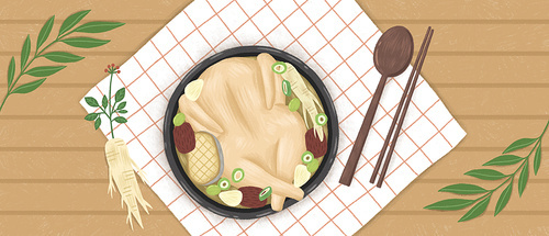 Illustration of a legal anniversary commemorating the day of eating Korean traditional food Samgyetang