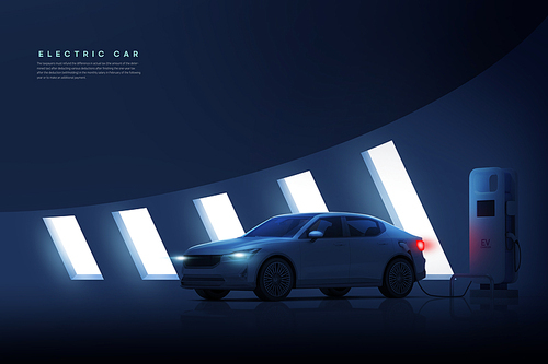 electric car graphic in dark space