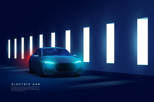 electric car graphic in dark space