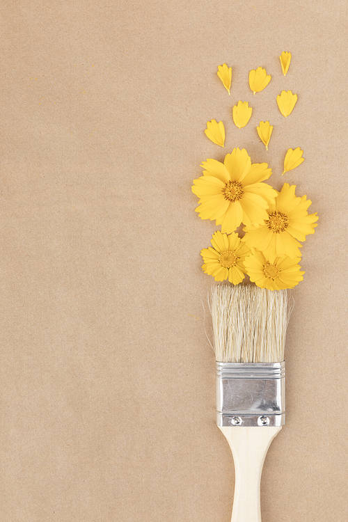 Flowers and plants - flowers and petals with paintbrush and paintbrush