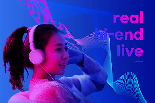 Woman enjoying high fidelity sound effects