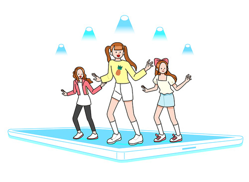 Scene vector image illustration of an idol performing online