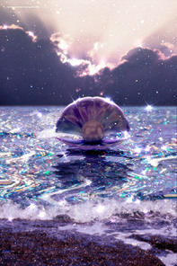 Beachside Pearls Retro Background