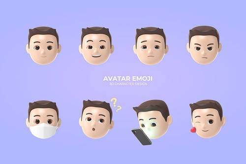3D avatar characters with various expressions