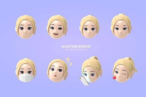 3D avatar characters with various expressions