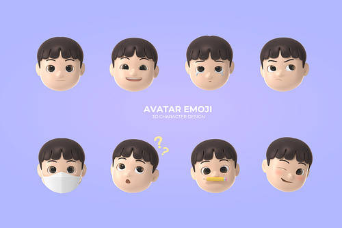 3D avatar characters with various expressions