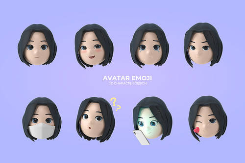 3D avatar characters with various expressions