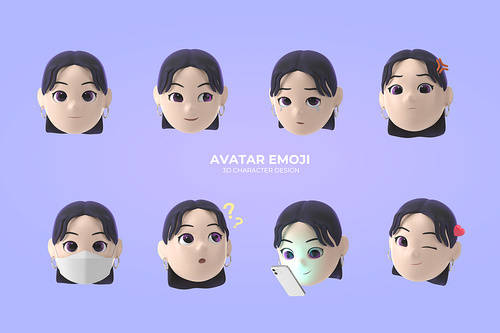 3D avatar characters with various expressions