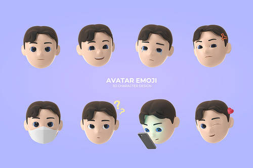 3D avatar characters with various expressions