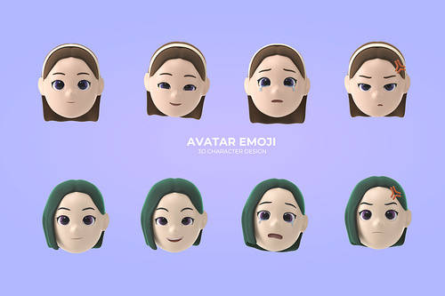 3D avatar characters with various expressions