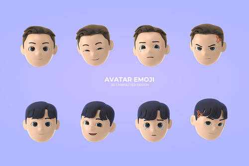 3D avatar characters with various expressions