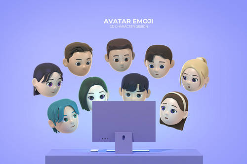 3D avatar characters with various expressions