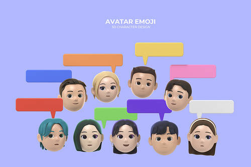 3D avatar characters with various expressions