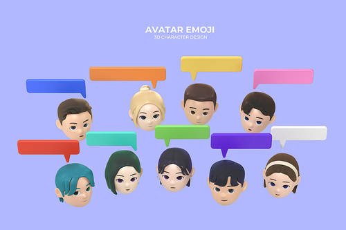 3D avatar characters with various expressions