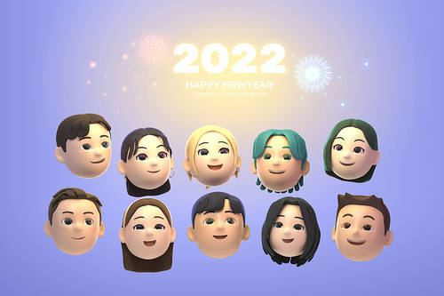 3D avatar characters with various expressions