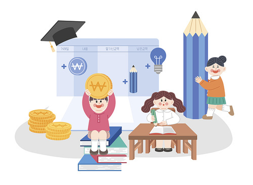 Vector image illustration to guide children's financial education