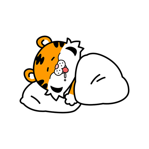 Sleeping tiger emoticon vector image illustration