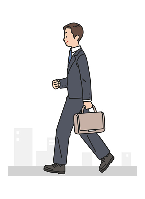 Male person vector image illustration going to work in the morning