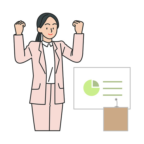 Female employee preparing a presentation vector image illustration