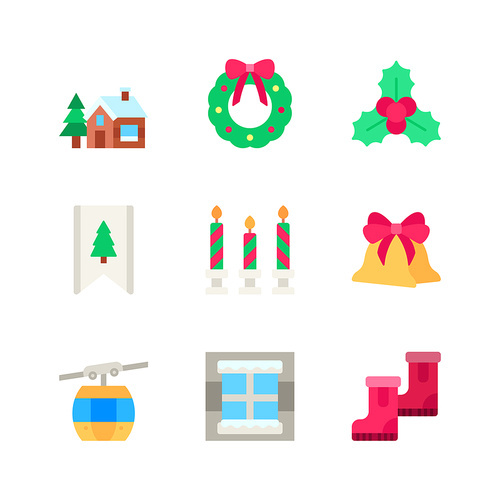 Christmas and winter costumes and gift objects vector image icons