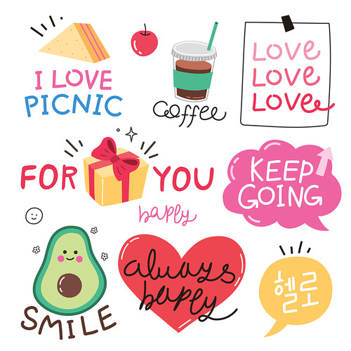 Diary decoration sticker type stationery vector image illustration