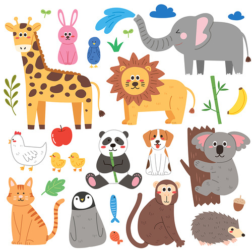 Children's sticker_animal vector sticker illustration