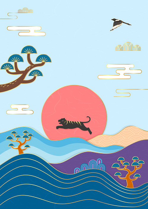 New Year Event_Korean Traditional Background Vector Illustration