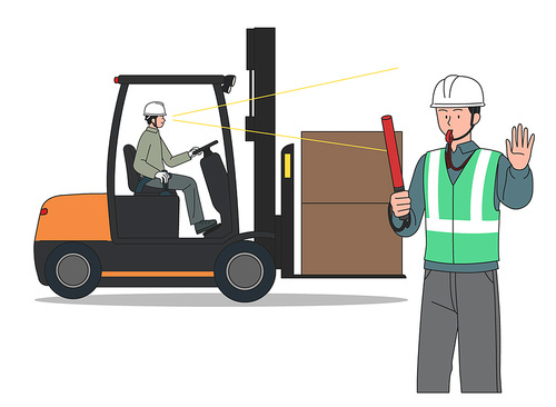 Industrial safety_forklift safety rules vector illustration