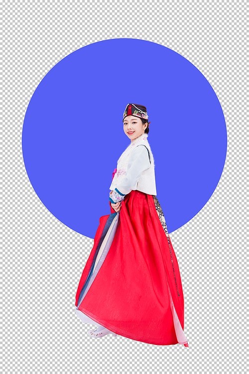 Ayam wearing hanbok wearing a model female full body nuki PNG