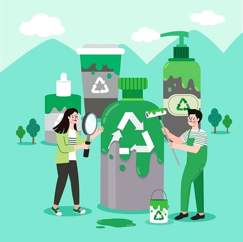 Green washing_ vector illustration that deceives like eco-friendly products