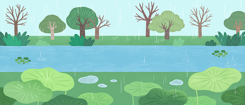 Legal anniversary_excellent spring rain landscape illustration