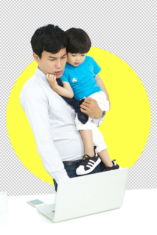 Family Theme Working Dad and Son Model Nuki PNG