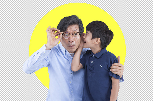 Family Theme Whispering Grandpa and Grandson Model Nuki PNG