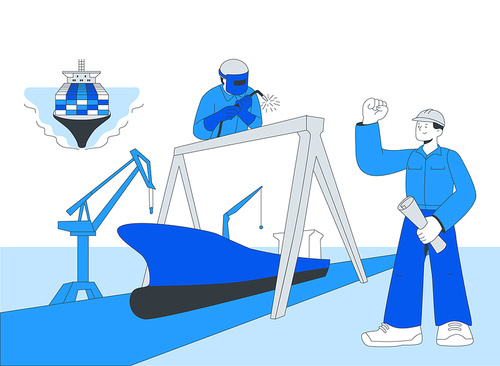 K industry_shipbuilding vector illustration