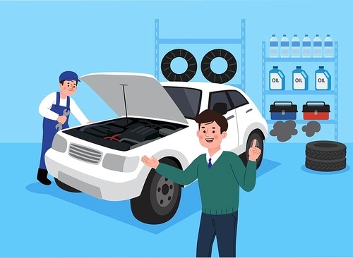 Car Issue_Vehicle Inspection Vector Illustration