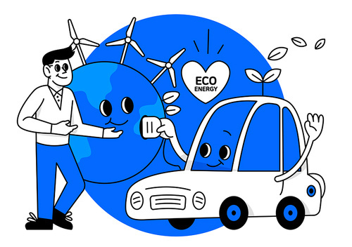 Electric vehicle_car and eco-friendly energy vector illustration