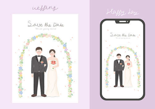 Wedding invitation set_wedding mobile wedding invitation illustration
