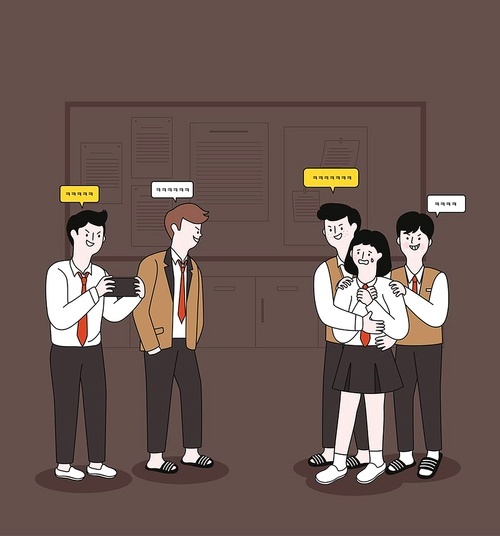 School Violence_Student being molested vector illustration