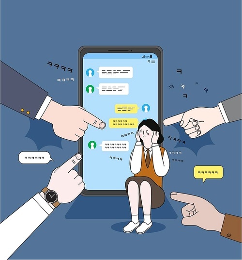 School Violence_Student Bullied Online Vector Illustration