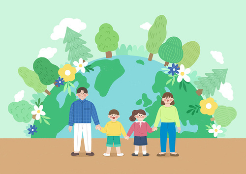 Environment and Family_Earth and Environment Family Illustration