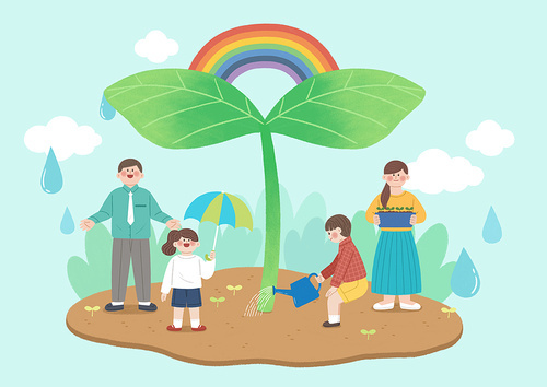 Environment and family_Sprout and family illustration