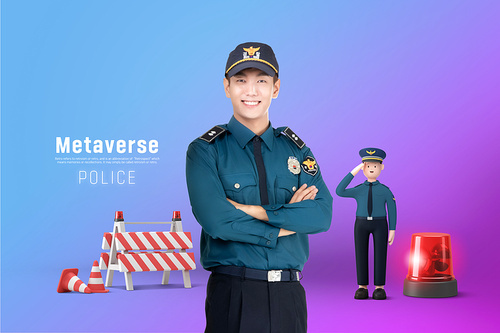 Metaverse_Police and police 3d avatar graphic composite image