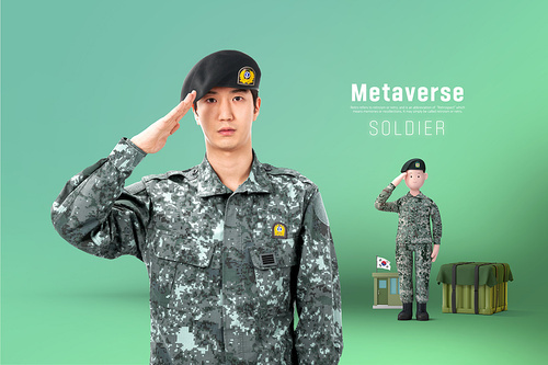 Metaverse_Soldiers saluting and soldiers 3d avatar graphic composite image