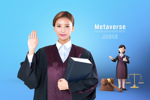 Metaverse_Judge and judge 3d avatar graphic composite image